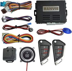 BANVIE Car Keyless Entry Security Alarm System with Remote Engine Start and Push to Start Stop Iginition Button Kit
