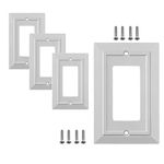 Pack of 4 Wall Plate Outlet Switch Covers by SleekLighting | Classic White Architecture Wall plates| Variety of Styles: Decorator/Duplex/Toggle/Blank/& Combo | Size: 1 Gang Decorator