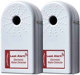 Zircon Leak Alert Water Leak Detector & Flood Sensor Alarm/Water Leak Sensor with Dual Leak Alarms 90Db Audio/Battery Powered (2 Pack) Batteries Not Included (72311) White