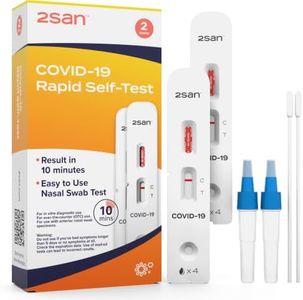2San COVID-19 Home Test, Antigen Rapid Test, Results in 10 Minutes, FDA Cleared, Covid Test Kit at Home, Easy to Use Nasal Swab for Home (2 Pack)