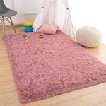 GEM CARPETS Modern Soft Shaggy Rugs Fluffy Home Decorative Carpet for Living Room 2-inch Thick Carpet, Home Decor Shaggy Carpet(Mate Pink,4X6 FEET)