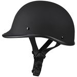 Woljay Helmets Half Cap Vintage Shell Open Face Motorcycle Helmet - DOT Approved (X-Large, Dull Black)