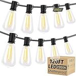 OHLUX String Lights for Outside,120FT Dimmable Outdoor String Lights with 62 Shatterproof ST38 LED Vintage Edison Bulbs,2200K Connectable Hanging Lights for Deck Porch Bistro Gazebos Balcony Garden