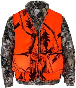 Klarny Camo Orange Hunting Vest for Men, Women, Kids with Pockets, High-Visibility, Waterproof, Ultra-Quiet Deer and Bow Hunting Gear, Accessories, Hunter Orange Vest for Safety, Comfort, XX-Large