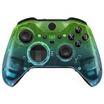 eXtremeRate Gradient Translucent Green Blue Front Housing Shell Case Replacement Kit for Xbox One Elite Series 2, Xbox Elite 2 Core Controller Model 1797 - Thumbstick Accent Rings Included