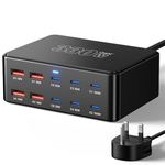 330W 10-Port USB Charging Station, GaN III USB Charging Hub, PD 100W 65W 45W 30W 20W Laptop & Phone Fast Charger Plug, Compatible with MacBook Pro/Air, Dell XPS, iPhone 17/16/15/Pro, iPads, Steam Deck