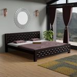 AMBICA WOODMART Sheesham Wood King Size Bed Without Storage Solid Wooden Cot Bed Double Bed Elegant and Functional Bedroom Living Room Home Walnut Finish | (A-43)