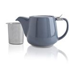 VIVILINEN Porcelain Teapot with SLS Lids and Removable Infuser, 550ml/18.6oz Ceramic Stump Teapot for Blooming & Loose Leaf Tea Grey