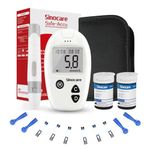 Sinocare Safe Accu Blood Sugar Monitor, Diabetes Testing Kit with 50 No Coding Test Strips & 50 Lan., Blood Glucose Monitors, Safe Accu Blood Sugar Test Kit, in mmol/L