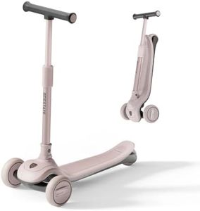 BEIESTATE 3 Wheel Scooter for Kids 3-18,4 Adjustable Heights, Innovative Lean-to-Steer Lock Switch for Balance, No Assembly, Foldable, 3 LED Wheels, 200+ lb Load for Family Bonding,Premium Engineering
