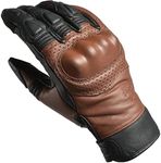 J.A.G. Leather Motorcycle Motorbike Knuckle Protection Powersports Gloves - Motorcycle Gloves Touchscreen for Men (Black Brown, Large)