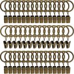 AMZSEVEN 44 Pack Metal Curtain Rings with Clips, Drapery Clips with Rings, Drapes Rings 1 in I D, Fits Diameter 6/8 in Curtain Rod, Vintage Bronze