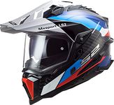 LS2 407016112XXL MX701 Explorer Carbon Frontier Dual Sport Motorcycle Helmet XXL Black Blue