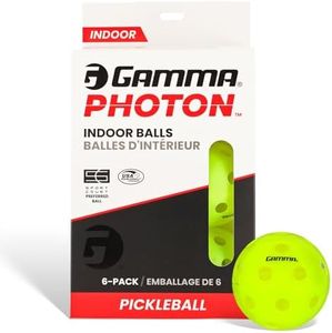 Gamma Sports Photon Indoor and Outdoor Pickleballs, High-Vis Optic Green USAPA Approved Pickleball Balls, (3, 6, & 60 Packs Available), unisex-adult, Gamma Sports Photon Indoor Pickleball Balls, 6-Pack, CGIP6, 6 Pack, One Size