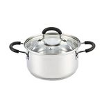 Cook N Home Sauce Pot Casserole Pan Stockpot Saucier with Lid Professional Stainless Steel 3 Quart, Dishwasher Safe with Stay-Cool Handles, Silver