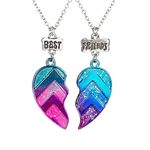 RVM Jewels 2 Pcs Best Friends (Bf) Magnetic Heart Pendant Necklace Friendship Chain Set For Girls/Sisters/Besties/BFF Gift Idea Multicolor