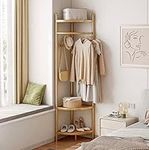 Corner Coat Rack with Hooks Freestanding Hall Tree with Shoe Bench Entryway Coat Hanger Clothes Rack with Stroage for Home Office Bedroom