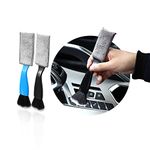 Ziciner 2 PCS Double Head Brush for Car Clean, Soft Auto Interior Duster Detailing Brushes, Universal Vehicle Dashboard Screen, Air Vents, Computer etc Cleaning Tool Accessories (Black+Blue)