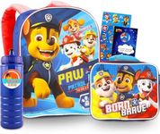 Nick Shop Paw Patrol School Backpack With Lunch Box For Kids, Boys ~ 5 Pc Bundle With 15'' Paw Patrol School Bag, Water Pouch , 300 Stickers, And More | Paw Patrol School Supplies