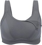 WingsLove Women’s Front Adjustable Bounce Control Wirefree Sports Bra Full Coverage Non-Padded Bra（Grey 14E）