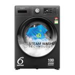 Whirlpool 8 Kg 5 Star Inverter Supreme Care Front Load Fully Automatic Washing Machine with In-Built Heater (XS8014BWME, MidNight Grey, Steam Technology, 100+ Tough Stains, 6th Sense Soft Move)
