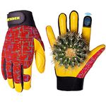 FEISHDEK Gardening Gloves for Women and Men, Touchscreen Sheepskin Leather Garden Work Glove for Flex Breathable Yard Working (Red, Medium)