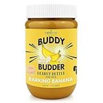 Barkin Banana Buddy BUDDER, 100% All Natural Dog Peanut Butter, Healthy Peanut Butter Dog Treats, Stuff Inside Dog Enrichment Toys, Use as Pill Pocket, Made in USA 17oz