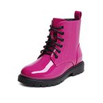 DREAM PAIRS Boys Girls Side Zipper Ankle Boots, Rose/Red, 13 Little Kid