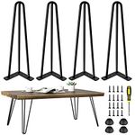 Metal Black Hairpin Legs 12 Inch - Heavy Duty Mid Century Legs(900 Lbs), DIY Replacement Furniture Legs Project with Rubber Floor Protector for Coffee Cabinets, Sofas, Desk Chairs, Nightstands（4pcs