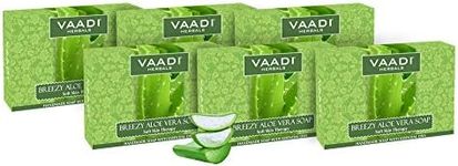 Vaadi Herbals Organic Body Soap Bar Aloe Vera Soap Complete Skin Care Handmade Herbal Soap (aromatherapy) With 100% Pure Essential Oils - All Natural - Anti-Acne Deep Pore Cleansing Removes Pimples Oil Control Sulphate Free All Skin Type 6 X 75 Gm