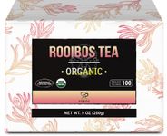 Soeos Organic Rooibos Tea, 9oz (250g), 100 Tagless Tea Bag, Naturally Caffeine Free, USDA Organic