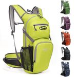 Lemuvlt Hiking Daypack Waterproof Biking Backpack 15L Lightweight Durable Backpack for Ski Snowboarding Running MTB Cycling, Lime