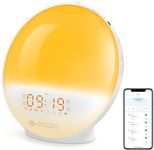 ecozy Sunrise Alarm Clock, White Noise Machine, Sunrise/Sunset Simulation, App&Voice of Alexa Control, 4 Alarms&Snooze, 17 Color Lights 22 Sleep Sounds, Bluetooth Wake Up Light for Heavy Sleeper/Kid