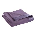 Thermee Micro Flannel Full/Queen-Size All Seasons Lightweight Sheet Blanket, Machine Wash & Dry, No Pilling, 90Lx84W, Purple