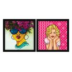 ArtX Paper Marilyn Monroe, Women Graffiti Pop Art Wall Art Painting, Multicolor, Abstract, 13X13 in each, Set of 2