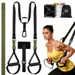 Trx Suspension Trainer Home,Adjustable Trx Bands,Sling Trainer Set Suitable for Indoor & Outdoor Workout,Gym Equipment for Home with Door Anchor,Attachment Carry Bag,Exercise Instructions (Green)