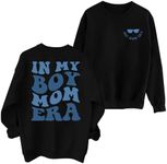 JKMTDNG In My Boy Mom Era Sweatshirt Women Funny Mama Crewneck Pullover Mama Life Long Sleeve Gift Tops, Black, XX-Large