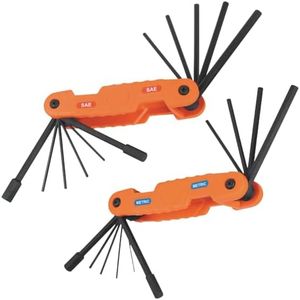 Klein Tools 70552 Pro Folding SAE and Metric Hex Key Set, 21-Key, Allen Wrench Tool with High-Leverage Blades, 2-Pack
