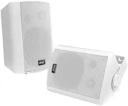 Pyle PDWR61BTWT Wall Mount Waterproof & Bluetooth Speakers, 6.5'' Indoor/Outdoor Speaker System (White)