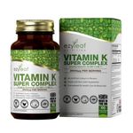 Ezyleaf Vitamin K Super Complex | Vitamin K2 MK7 - Vitamin K2 MK4 - Vitamin K1 | 2600µg per Capsule | 90 Vitamin K2 MK-7 Vegan Capsules | Non-GMO, Allergen Free Formula with Vitamin C | Made in the UK