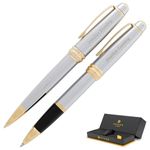 Cross Pen Set | Personalized Cross Bailey Medalist Capped Rollerball & Twist Ballpoint Pen Set. Custom Executive Business Gift or Graduation Present.