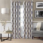 Elrene Home Fashions Room Darkening Grommet Linen Single Panel Window Curtain Drape, 52"x95", Navy