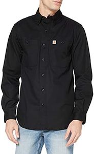 Carhartt Camicia Da Lavoro A Manica Lunga In Cotone Canvas, Vestibilità Comoda, Serie Rugged Professional, Uomo, Nero, XXL