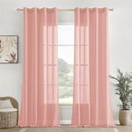 HOMEMONDE Solid Sheer Curtain - Linen Textured Customize Curtain for Home Decor, Hangs Elegantly with Grommet Curtains - Rose Quartz