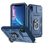 DAWEIXEAU Case for iPhone XR, Shockproof Impact Resistant with Slide Lens Protective Cover Case for iPhone XR (Blue)
