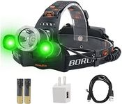 BORUiT RJ-3000 LED Headlamp with Green Light - White & Green LED Hunting Headlight - USB Rechargeable & 3 Mode -Ultra Bright 5000 Lumens Tactical Head lamp for Running, Camping, Hiking & More