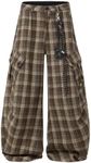 Aelfric Eden Plaid Cargo Pants Mens Womens Wide Leg Baggy Barrel Flannel Y2K Vintage Streetwear Casual Trousers with Chain Brown S