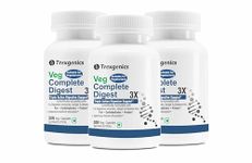 Trexgenics VEG COMPLETE DIGEST 3X, 100% Vegetarian Triple Action Digestive Support for Fat, Carbohydrates & Protein with 14 Enzymes, Ginger and Betaine HCL (30 Veg. Capsules) (Pack of 3)