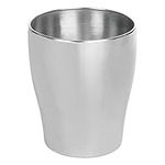 mDesign Stainless Steel Trash Can - Round Garbage Can for the Kitchen, Bathroom and Office - Trash Can Storage Solution for the Household - Matt Silver