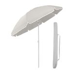 Sekey 1.6m Beach Parasol with Carry Bag, UPF 50+ Portable Garden Umbrella, Height Adjustable & Tilt Function for Balcony, Patio, Pale Grey